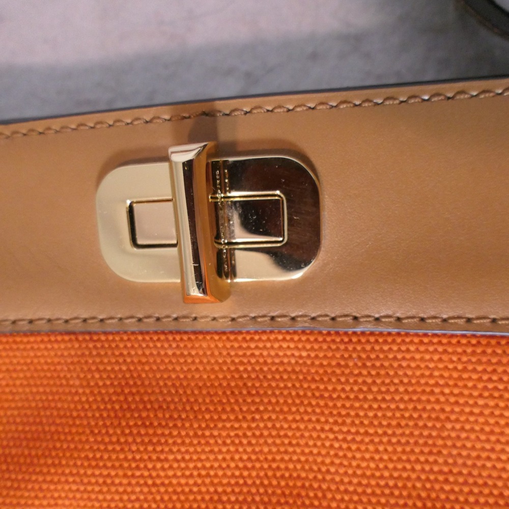 Michael Kors Womens Sullivan Messenger Bag L Tangerine Tan Canvas Leather Bold - Picture 13 of 16